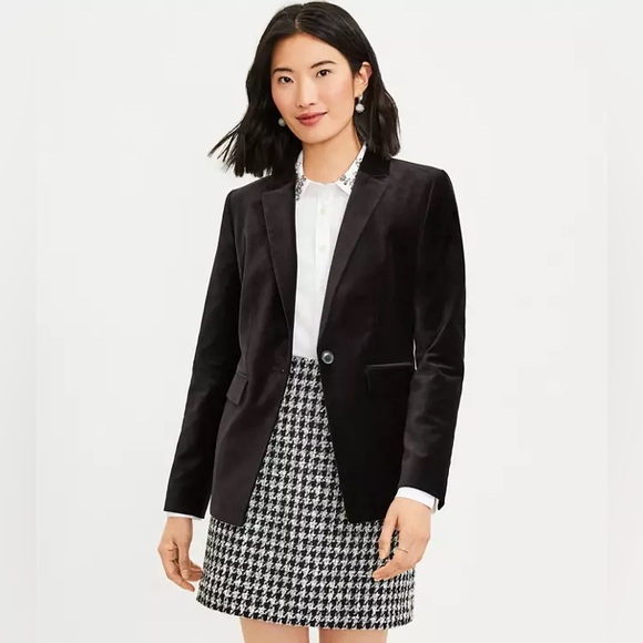 NEW Loft Velvet NWT 6 Petite Black Blazer - Picture 1 of 3
